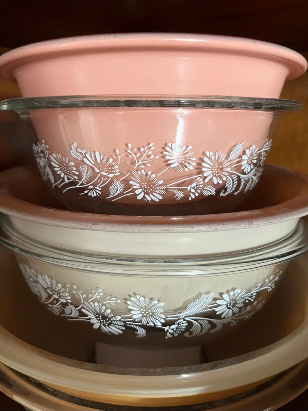 Vintage Pyrex #322 Colonial Mist Clear Glass Mixing Bowl White Floral